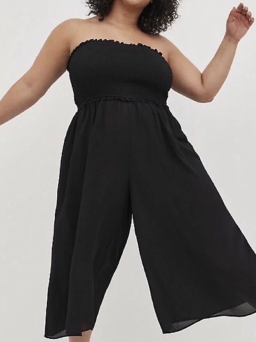 Torrid Smocked Strapless Crop Leg Jumpsuit